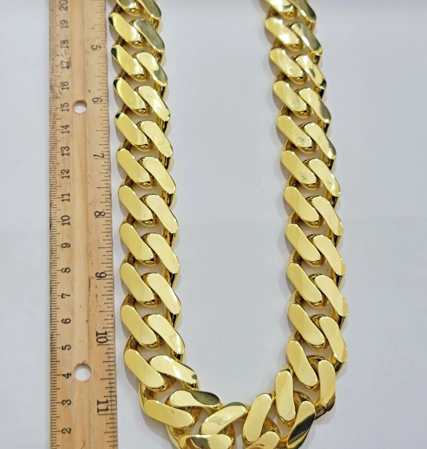 10K Yellow Gold Miami Cuban 25mm Monaco Chain Necklace 24"- 30"