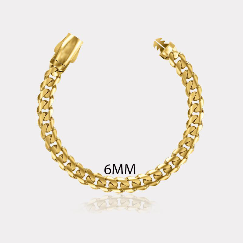 10K Yellow Gold Hollow Miami Cuban Link Men's Women's Chain Bracelet 5mm-20mm 6" 7" 8" 9"