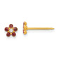 14K Yellow Gold Inverness January Red Crystal Birthstone Flower Earrings