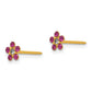 14K Yellow Gold Inverness February Purple Crystal Birthstone Flower Earrings