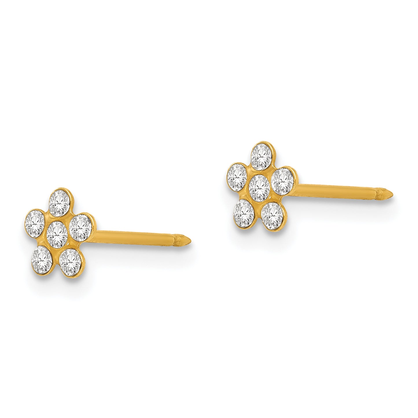 14K Yellow Gold Inverness April Crystal Birthstone Flower Earrings