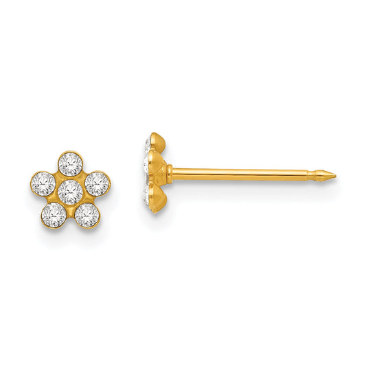 14K Yellow Gold Inverness April Crystal Birthstone Flower Earrings