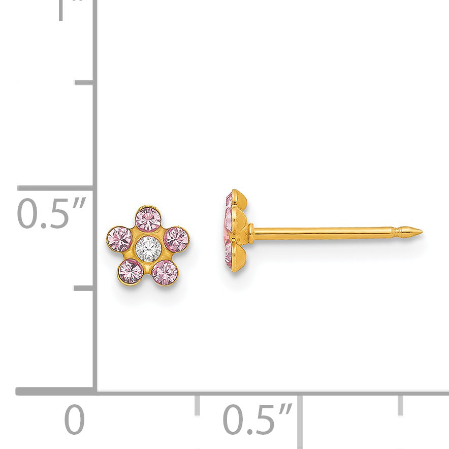 14K Yellow Gold Inverness June Crystal Birthstone Flower Earrings