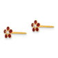 14K Yellow Gold Inverness July Red Crystal Birthstone Flower Earrings