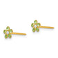 14K Yellow Gold Inverness August Lt Green Crystal Birthstone Flower Earrings