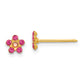 14K Yellow Gold Inverness October Pink Crystal Birthstone Flower Earrings