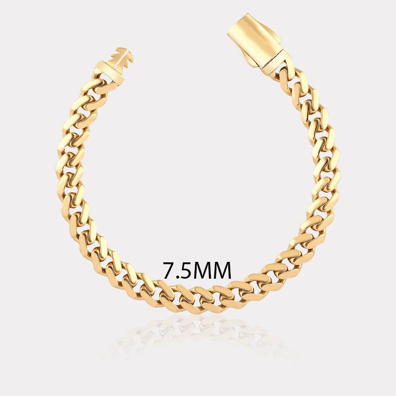 14K Yellow Gold Hollow Miami Cuban Link Men's Women's Chain Bracelet 5mm-20mm 6" 7" 8" 9"