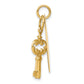 14k Yellow Gold 14K Polished Engraveable Disc and Key Charm