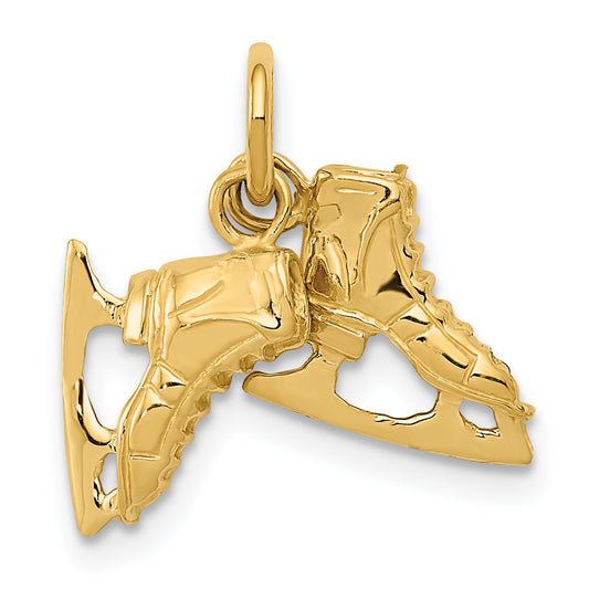 14k Yellow Gold 14k 3-D    PAIR    Of Ice Skates Charm