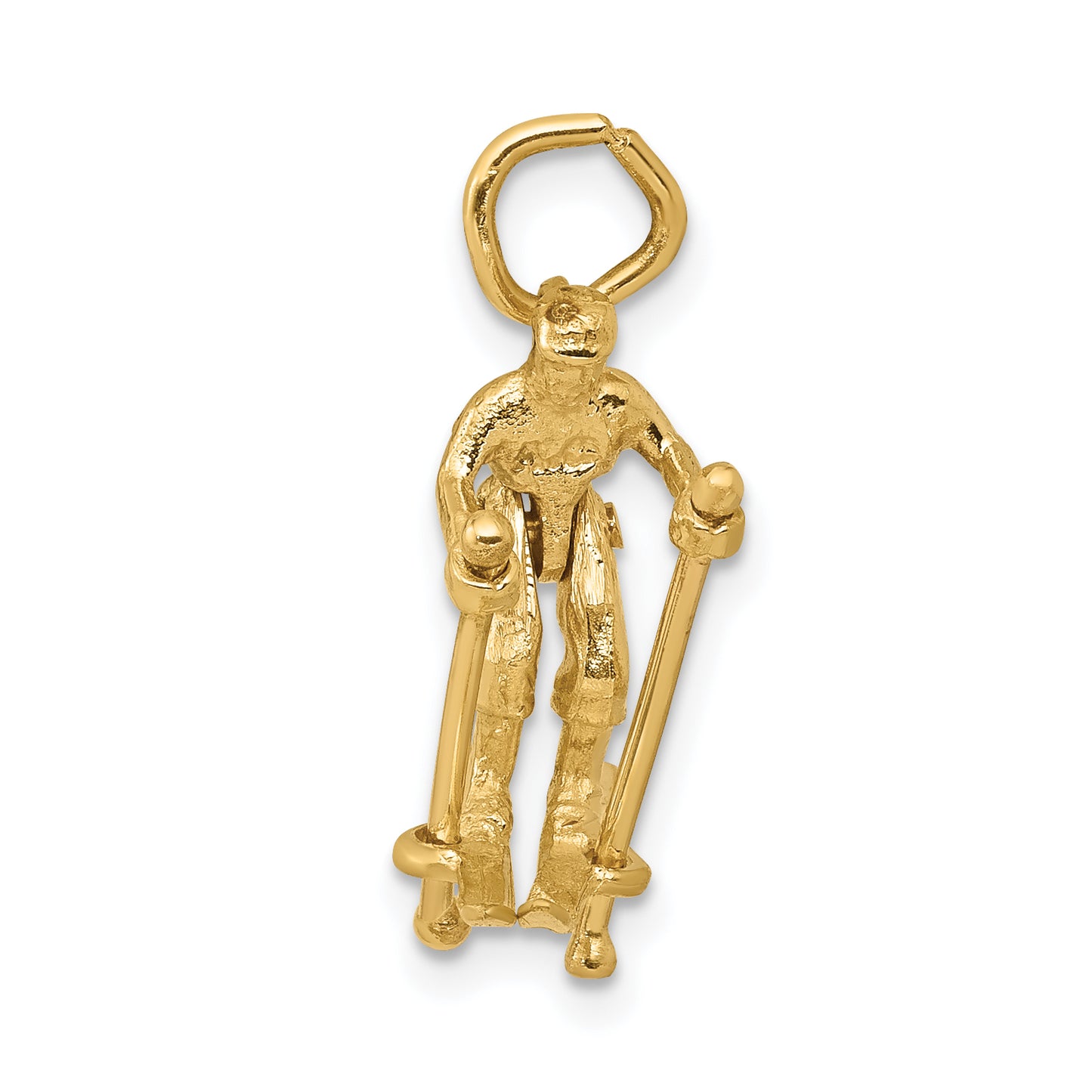 14k Yellow Gold 14K 3D Moveable Snow Skier Charm