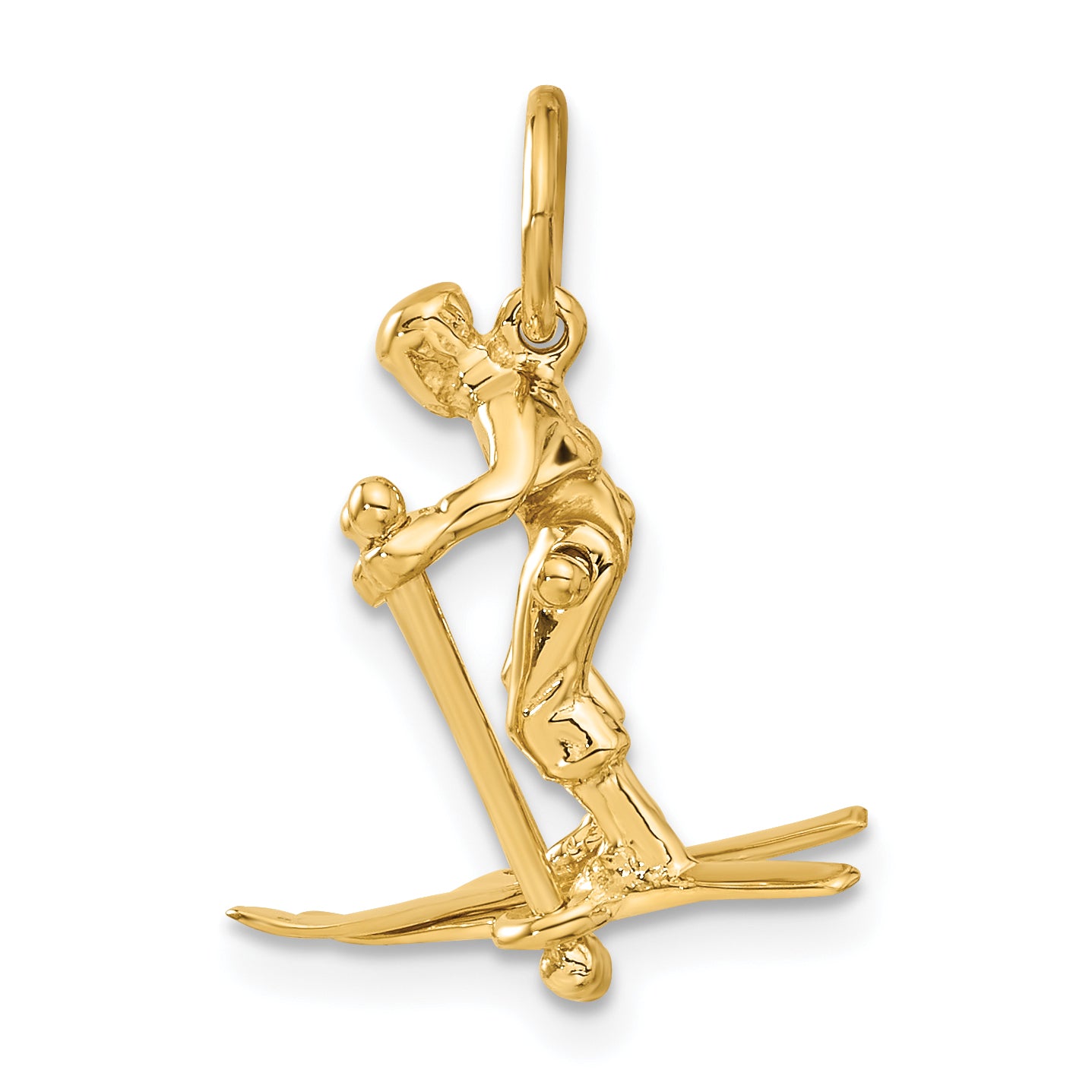 14k Yellow Gold 14K 3D Moveable Snow Skier Charm