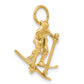 14k Yellow Gold 14K 3D Moveable Snow Skier Charm