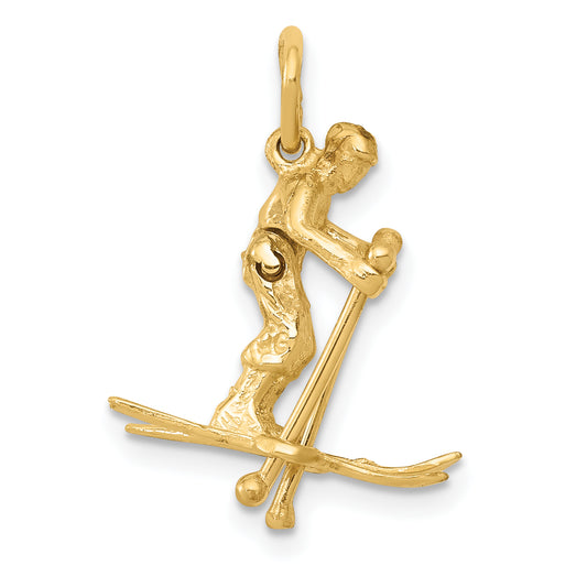 14k Yellow Gold 14K 3D Moveable Snow Skier Charm