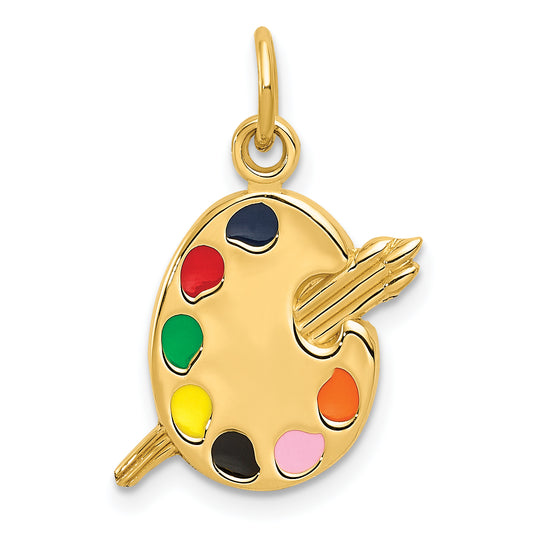 14k Yellow Gold 14k Enameled Artist Palette Charm