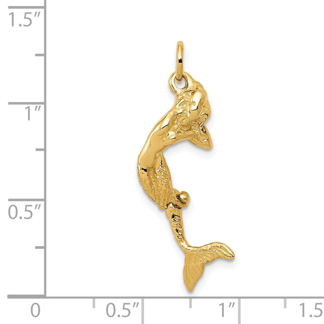 14k Yellow Gold 14k 3D Mermaid Charm