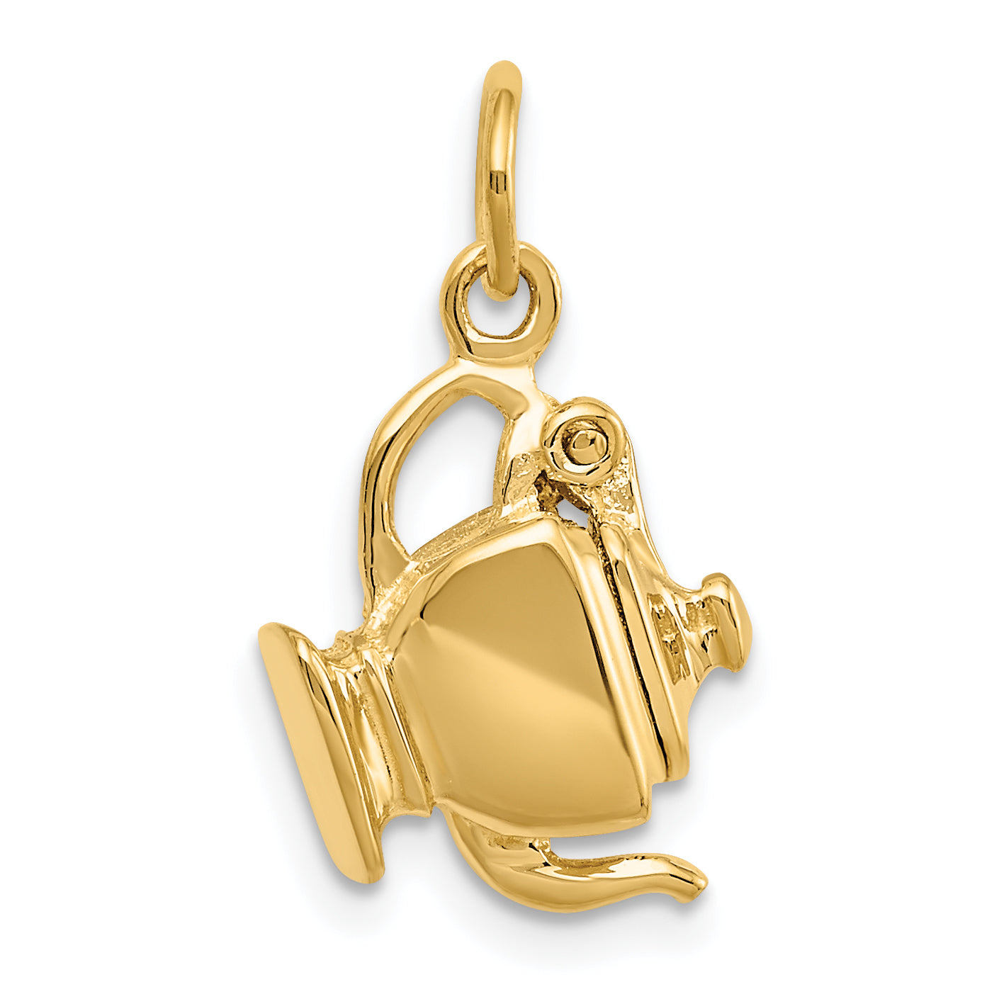 14k Yellow Gold 14k 3-D Tea Pot Lid Opens Charm