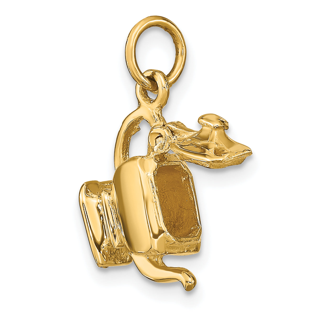 14k Yellow Gold 14k 3-D Tea Pot Lid Opens Charm