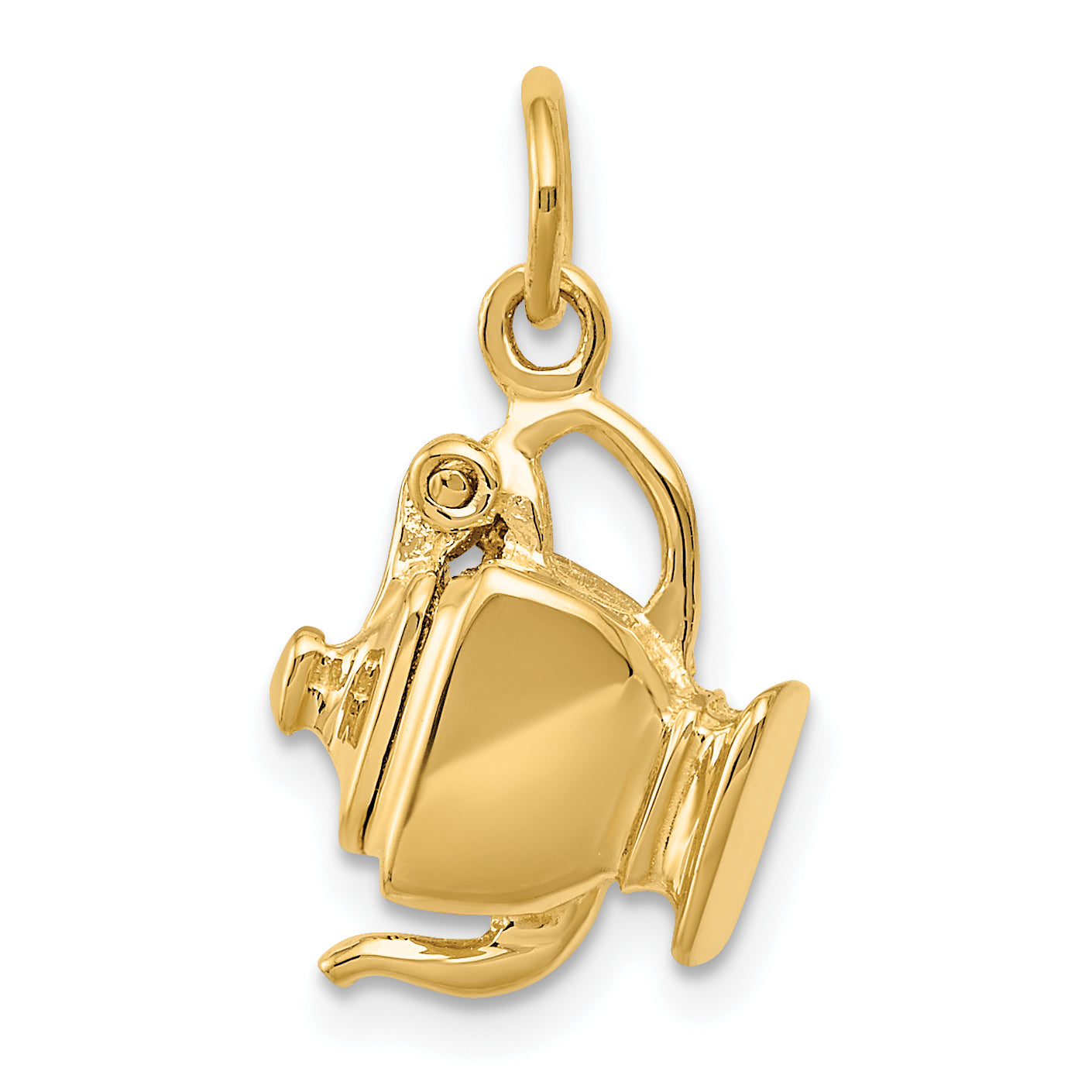 14k Yellow Gold 14k 3-D Tea Pot Lid Opens Charm