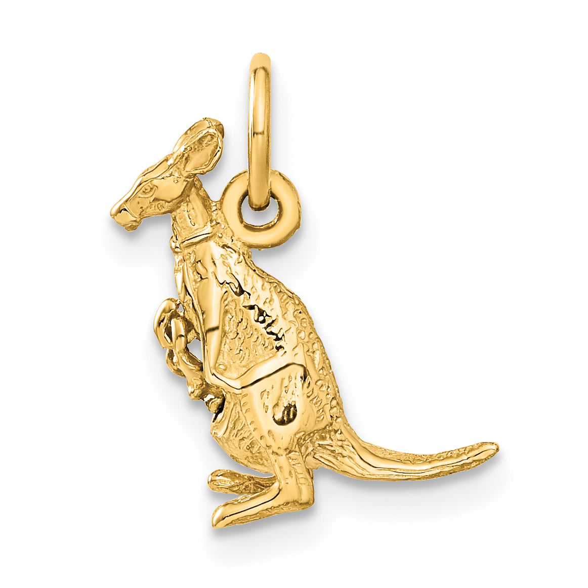 14k Yellow Gold 14k 3D Kangaroo with Joey Charm