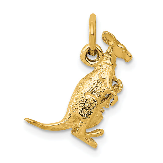 14k Yellow Gold 14k 3D Kangaroo with Joey Charm