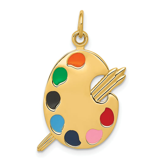 14k Yellow Gold 14k Enameled Artist Palette Charm