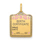 14k Yellow Gold 14k Enameled Pink Engravable Birth Certificate Charm