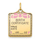 14k Yellow Gold 14k Enameled Pink Engravable Birth Certificate Charm