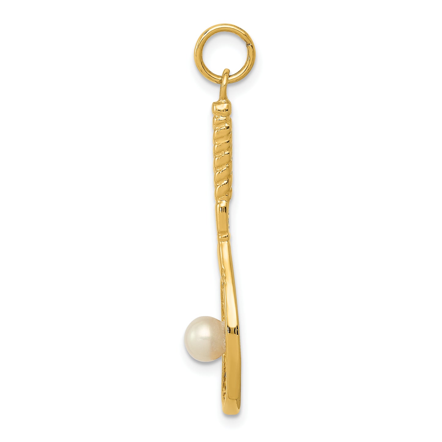 14k Yellow Gold 14K Tennis Racquet W/FW Cultured Pearl Charm