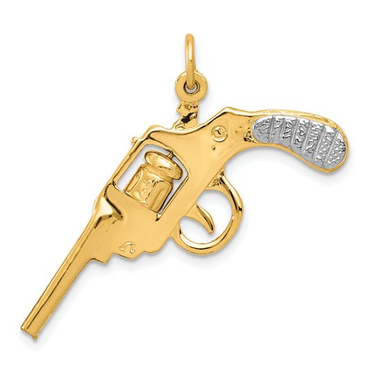 14k Yellow & Rhodium 14k and Rhodium Moveable Revolver Charm