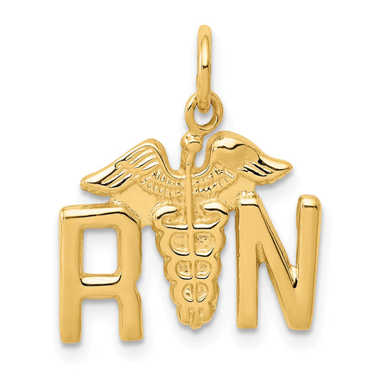 14k Yellow Gold 14k RN Registered Nurse Charm