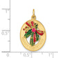 14k Yellow Gold 14k Enameled Mistletoe with Synthetic Stone Charm