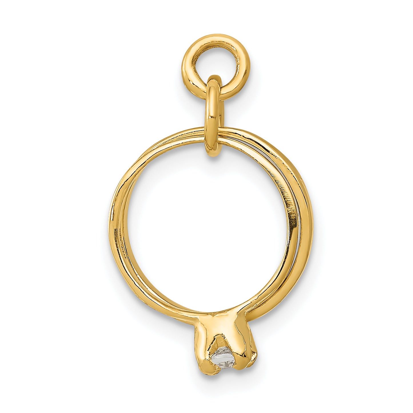 14k Yellow Gold 14k 3D Wedding Rings CZ Charm