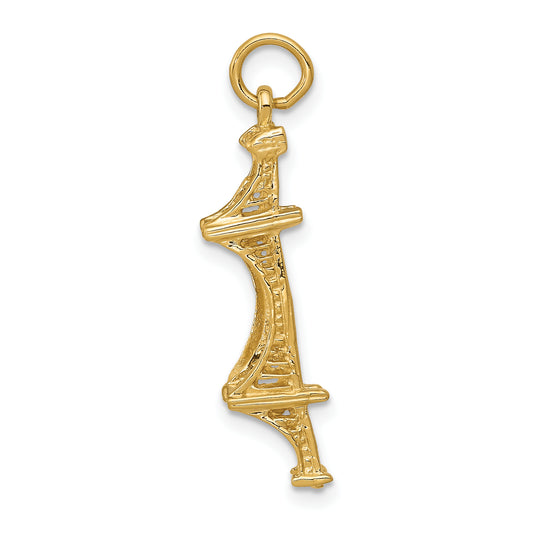 14k Yellow Gold 14k 3D Golden Gate Bridge Charm