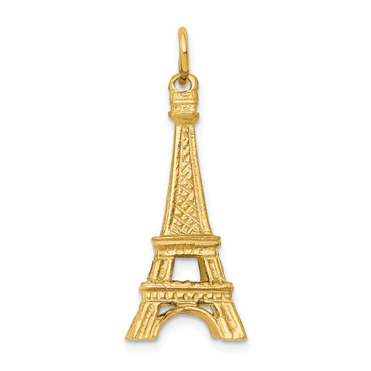 14k Yellow Gold 14KY  3D Eiffel Tower Charm