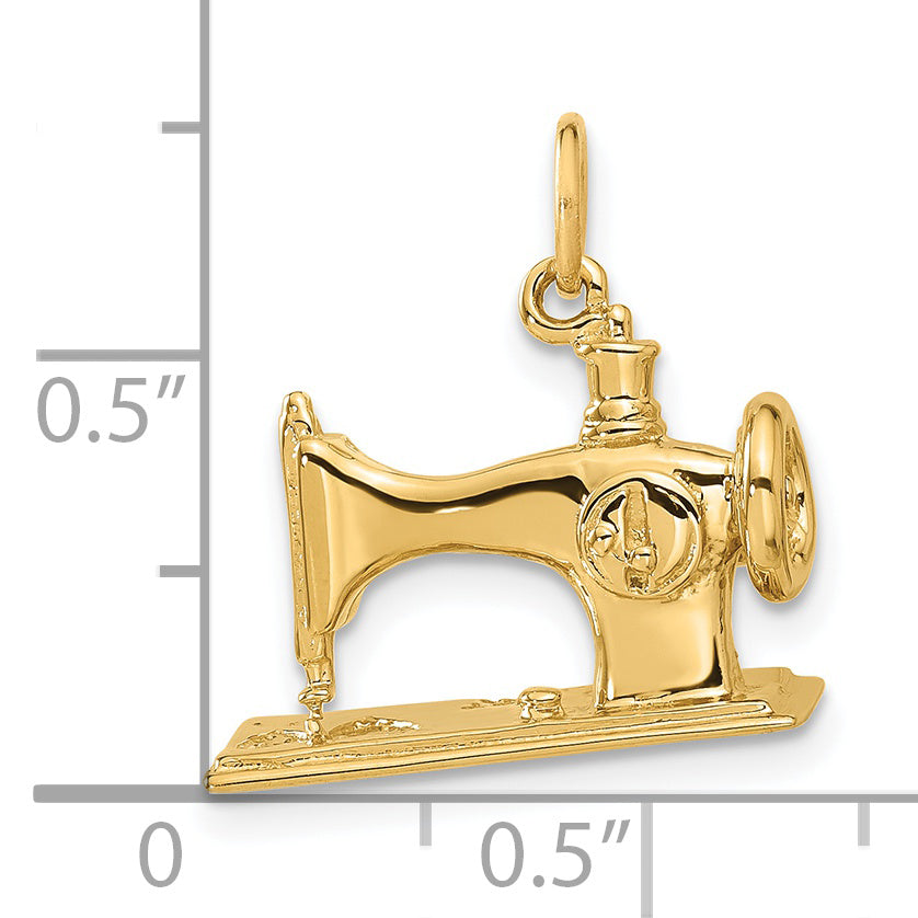 14k Yellow Gold 14K  3D Antique Sewing Machine Charm