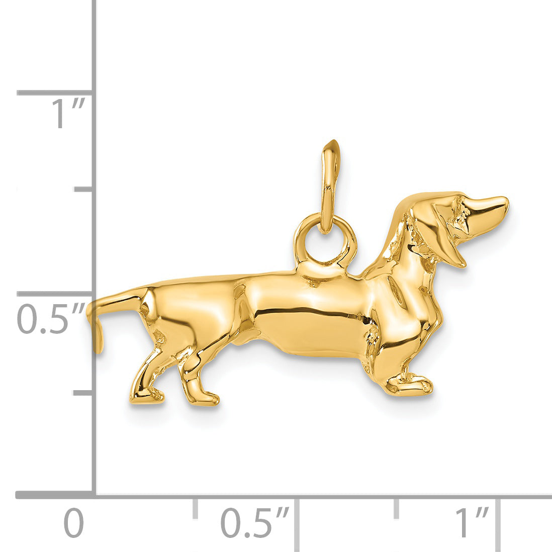 14k Yellow Gold 14k 3D Dachshund Dog Charm