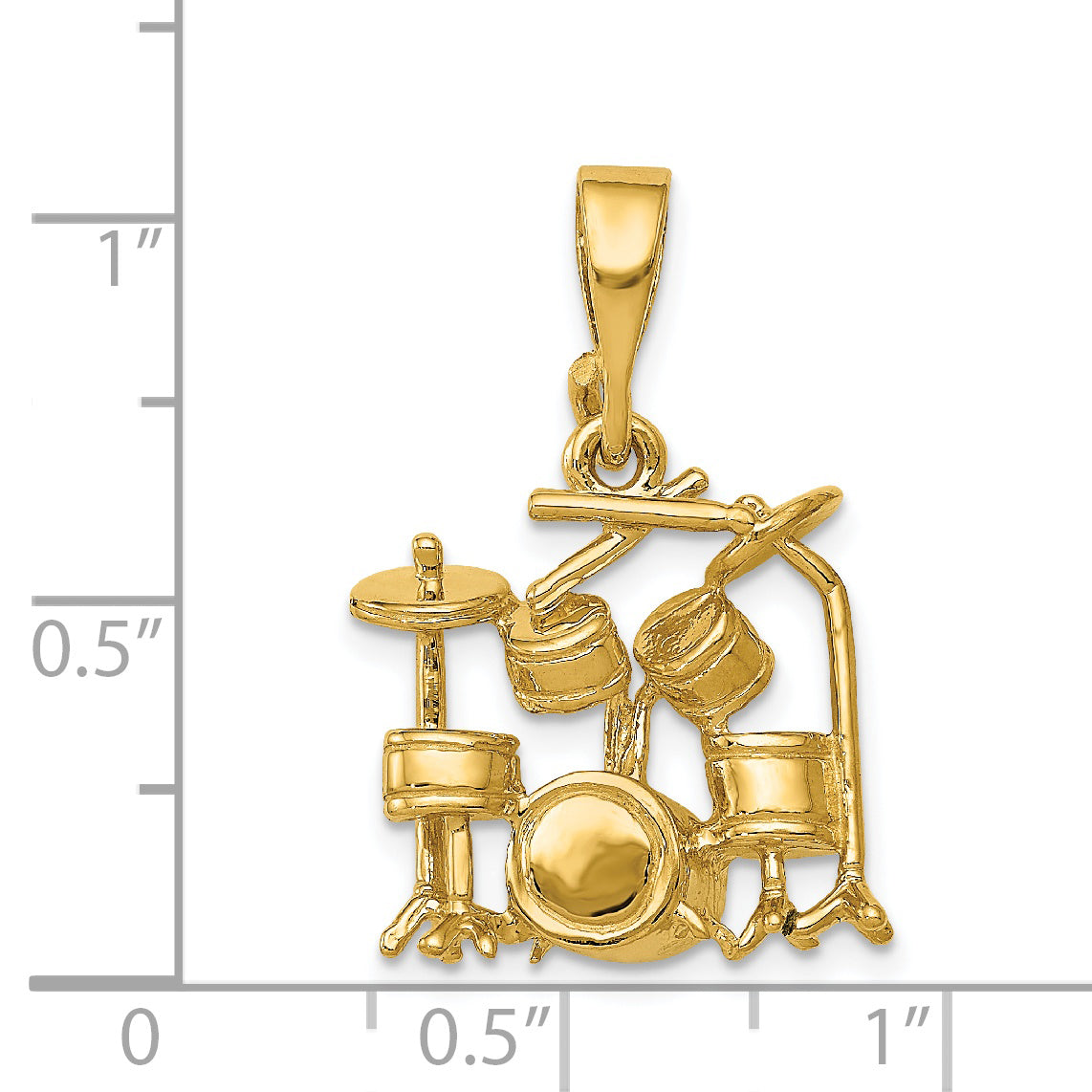 14k Yellow Gold 14K 3D Drum Set Charm