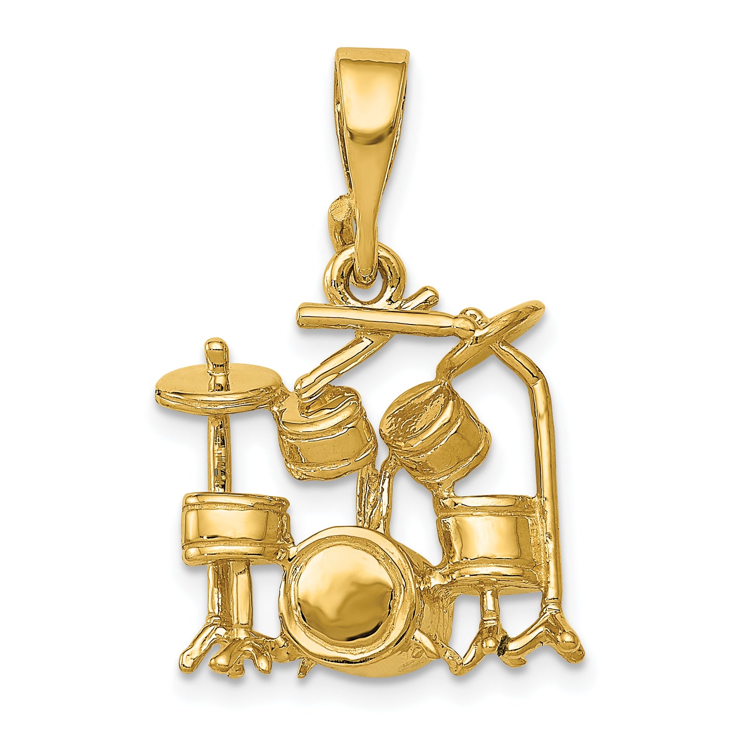 14k Yellow Gold 14K 3D Drum Set Charm