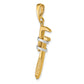 14k Yellow & Rhodium 14K w/Rhodium 3-D Pipe Wrench Charm