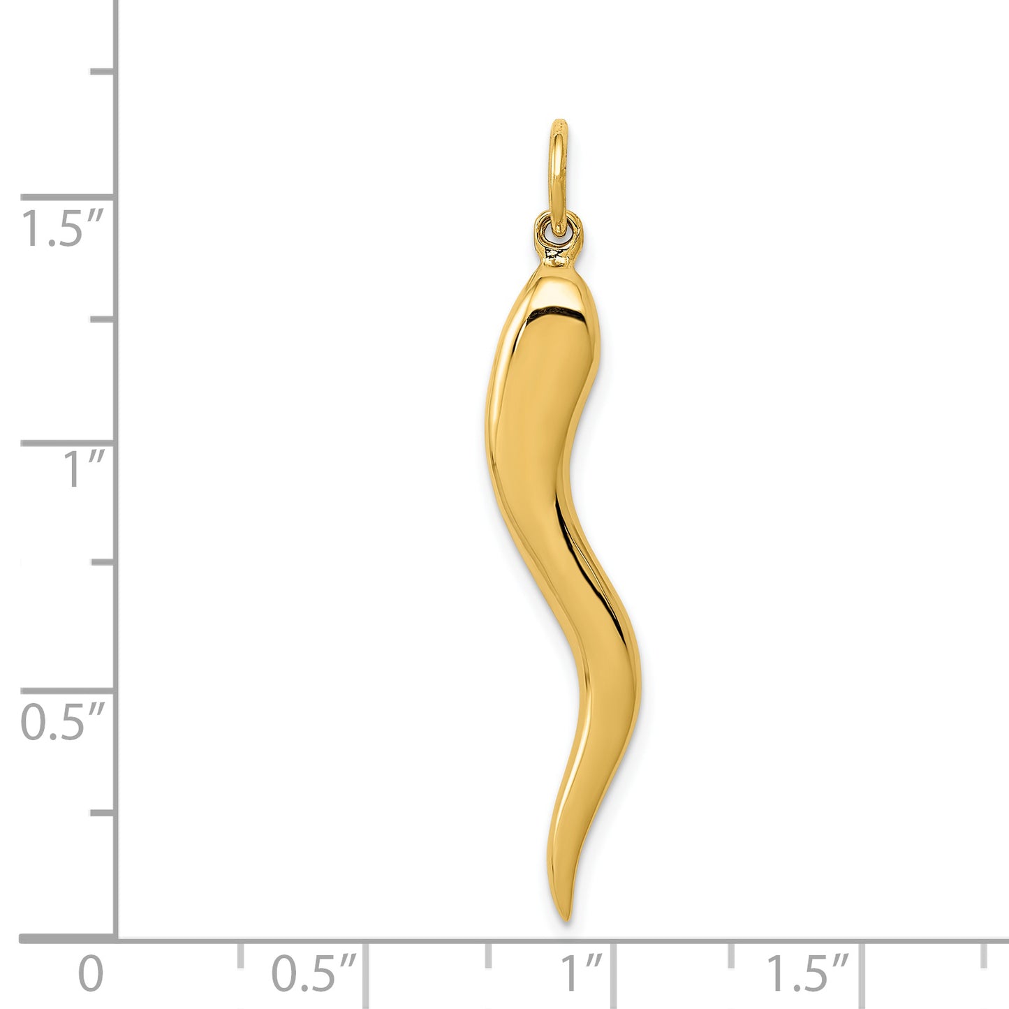 14k Yellow Gold 14k Large 3D Italian Horn Charm