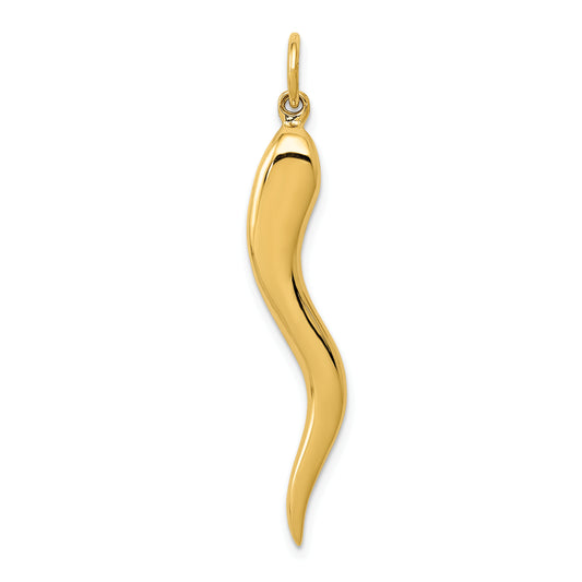 14k Yellow Gold 14k Large 3D Italian Horn Charm