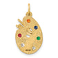 14k Yellow Gold 14k CZ Stones Artist Palette Charm