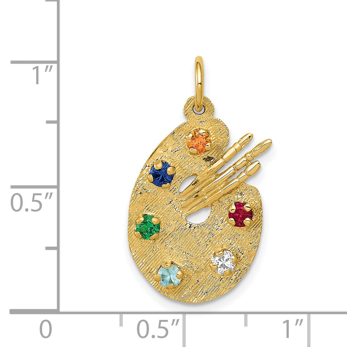 14k Yellow Gold 14k CZ Stones Artist Palette Charm