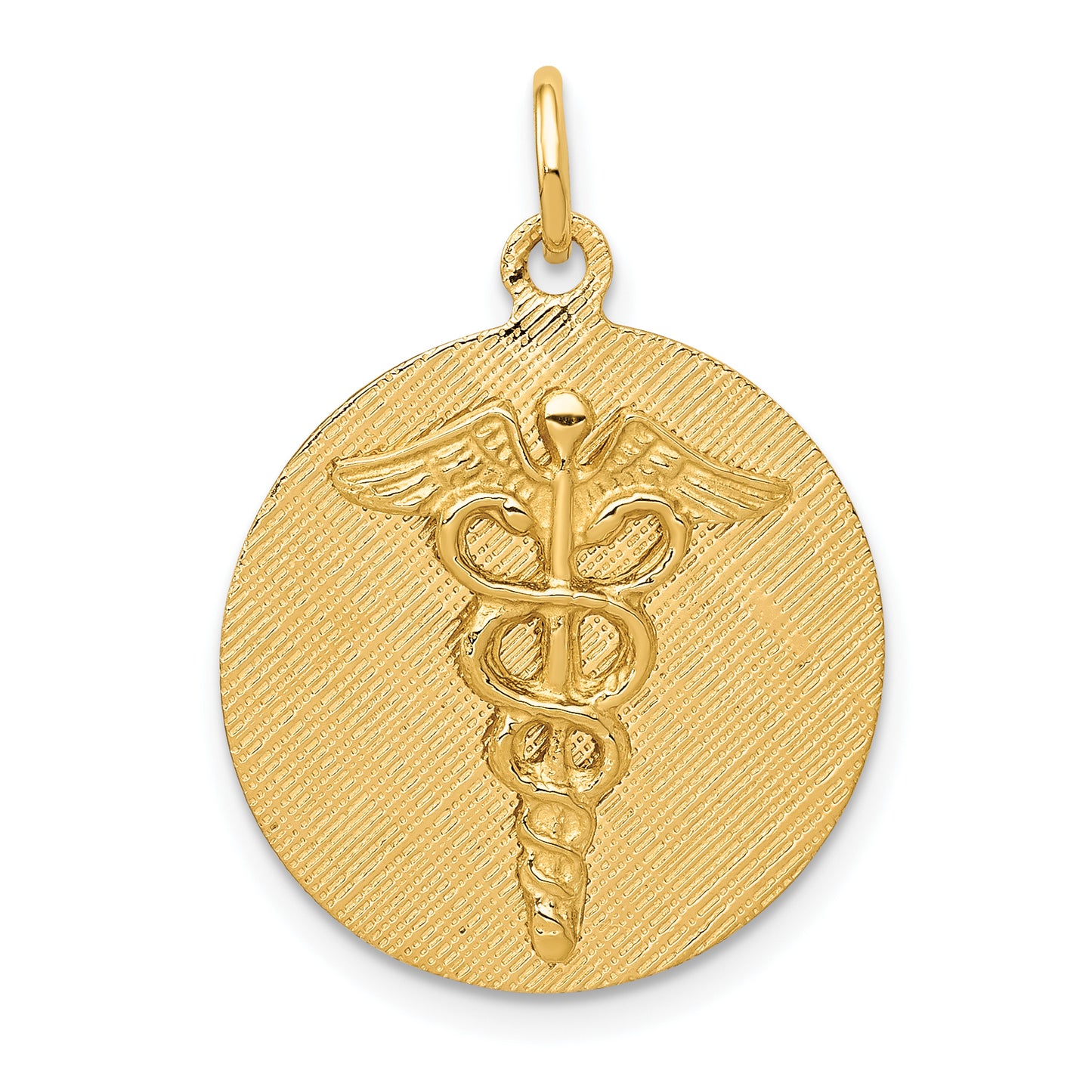 14k Yellow Gold 14k Caduceus Disc Charm