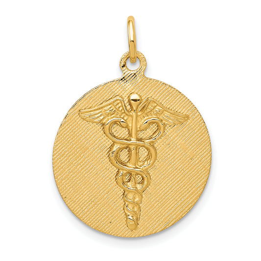 14k Yellow Gold 14k Caduceus Disc Charm