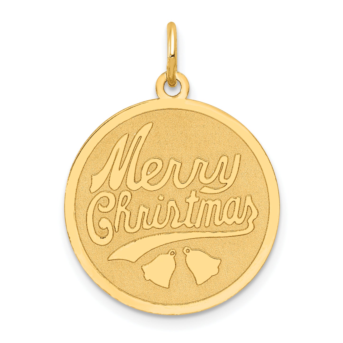 14k Yellow Gold 14k Merry Christmas Disc Charm