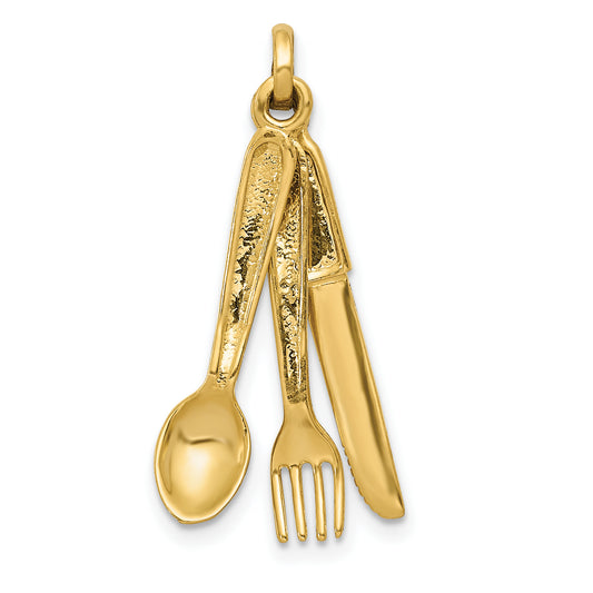 14k Yellow Gold 14K Knife, Fork and Spoon Charm