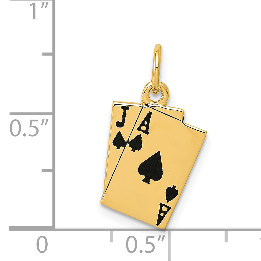 14k Yellow Gold 14k Enameled Blackjack Playing Cards Charm