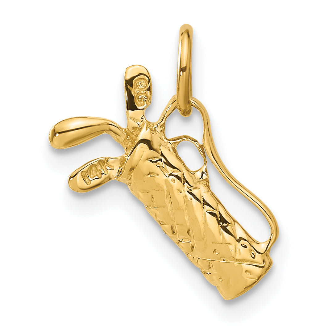 14k Yellow Gold 14k 3-D Golf Bag Charm