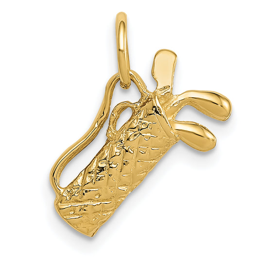 14k Yellow Gold 14k 3-D Golf Bag Charm